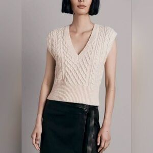 rag & bone Women's V-Neck Cable Knit Sweater in Cream